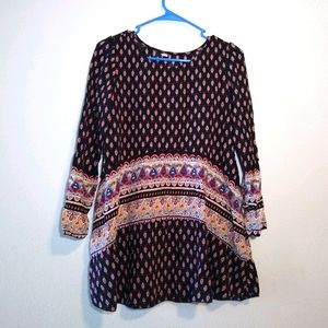 Boho Style Blouse Black and Red Size Small
